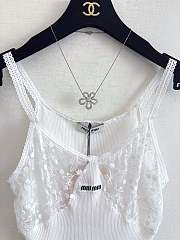 Miu Miu White Cotton And Lace Top  - 2
