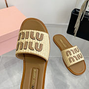  Miu Miu Raffia Slide Sandals - 3