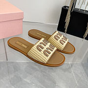  Miu Miu Raffia Slide Sandals - 4