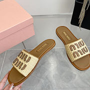  Miu Miu Raffia Slide Sandals - 5
