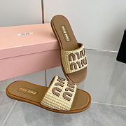  Miu Miu Raffia Slide Sandals - 6