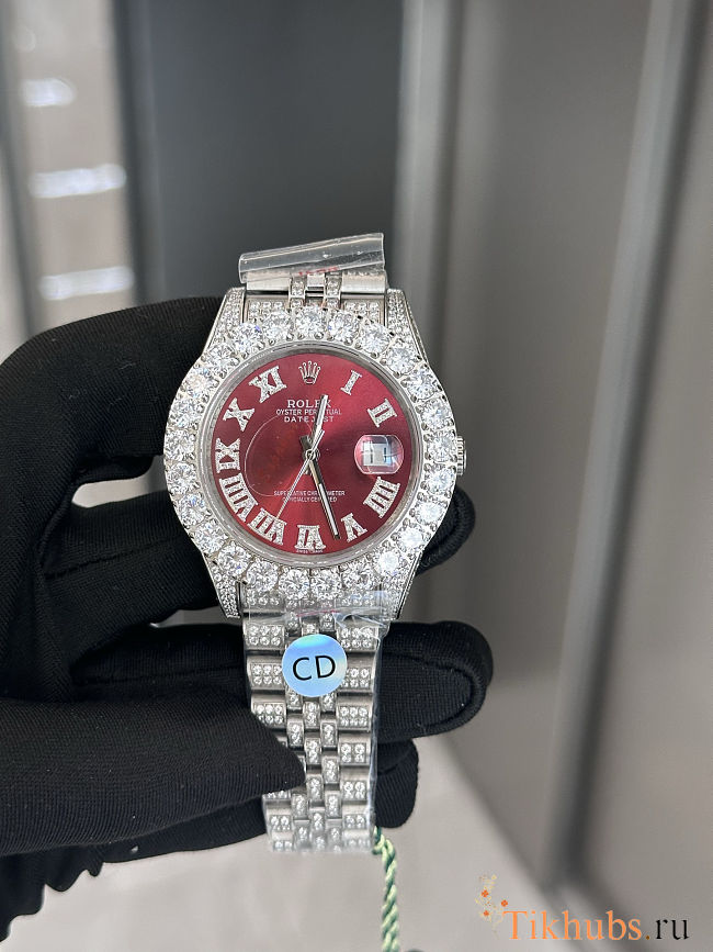 Rolex Datejust 36mm Red Diamond Dial Jubilee Bracelet 13.00 CT - 1