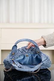 Chanel Washed Denim Quilted Mini Bow Bag Blue 29x38x5cm - 4