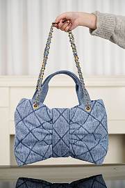 Chanel Washed Denim Quilted Mini Bow Bag Blue 29x38x5cm - 3