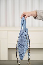 Chanel Washed Denim Quilted Mini Bow Bag Blue 29x38x5cm - 2