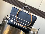 Chanel Blue/White Striped Denim CC Large Shopping Tote Bag 30x22x14cm - 3