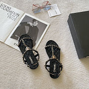 Chanel Quilted Leather & Gold Chain Strappy Flat Sandals - 6