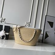 Chanel Large Shopping Tote Bag Beige Raffia and White Lambskin Light Gold Hardware 26×54×18cm - 5
