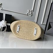 Chanel Large Shopping Tote Bag Beige Raffia and White Lambskin Light Gold Hardware 26×54×18cm - 2