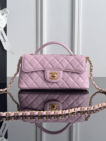 Chanel Mini Flap Bag with Top Handle Light Pink Bag 22×10×6.5cm