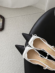Chanel White & Black CC Bow Slingback Heels. - 5