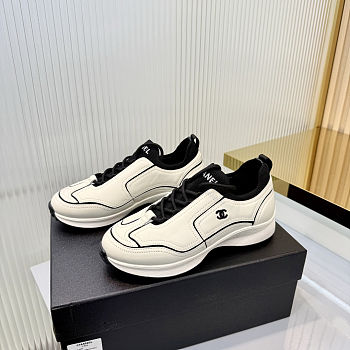Chanel Sneakers - Calfskin & mixed fibers, ivory & black