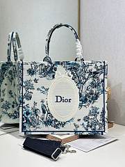 Dior Book Tote in Blue Toile de Jouy Floral Garden Embroidery 42×35×18.5cm - 1