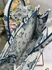 Dior Book Tote in Blue Toile de Jouy Floral Garden Embroidery 42×35×18.5cm - 2