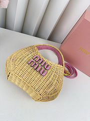 Miu Miu Wander Wicker Pink Handbag 20x12x6cm - 6