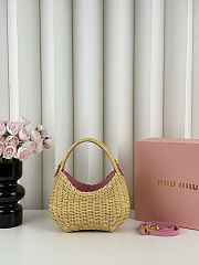 Miu Miu Wander Wicker Pink Handbag 20x12x6cm - 4