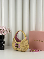 Miu Miu Wander Wicker Pink Handbag 20x12x6cm - 3