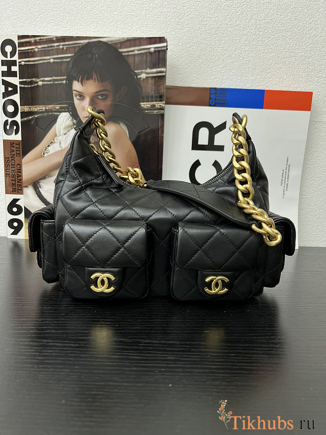 Chanel Shiny Lambskin Quilted Trendy Pockets Hobo 31cm x 15cm x 22cm - 1