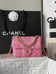 Chanel Tweed Quilted Pearl Twist Mini Square Flap 12.5×17×5cm - 1