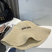 Miu Miu Logo Raffia Straw Fisherman Hat - 3