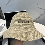Miu Miu Logo Raffia Straw Fisherman Hat - 4