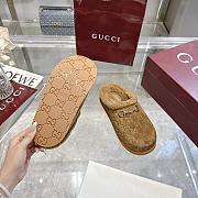 Gucci New Sol Suede Shearling Horsebit Mules - 5