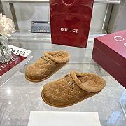 Gucci New Sol Suede Shearling Horsebit Mules - 4