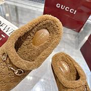 Gucci New Sol Suede Shearling Horsebit Mules - 3