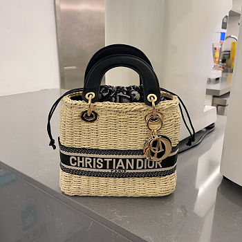 Dior Medium Lady Dior Bag Natural Wicker 20x18cm