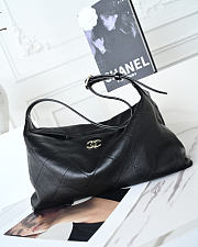 CHANEL Maxi Hobo Bag Shiny Lambskin & Gold Tone Metal Black 17x35x9cm - 1