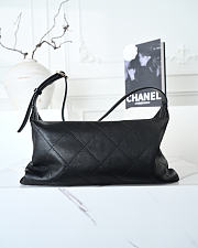 CHANEL Maxi Hobo Bag Shiny Lambskin & Gold Tone Metal Black 17x35x9cm - 6