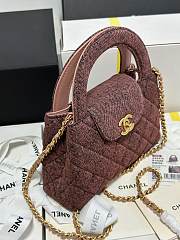 Chanel Printed Denim Quilted Nano Pink Kelly Shopper 19x13x7cm - 3