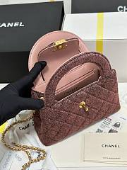 Chanel Printed Denim Quilted Nano Pink Kelly Shopper 19x13x7cm - 5