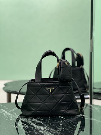 Prada Small Quilted Leather Tote Bag 26x17x13.5cm