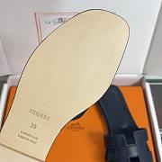 Hermes Oran Women's Flat Navy Blue Slippers - 3