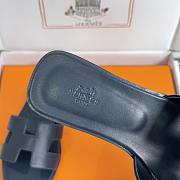 Hermes Oran Women's Flat Navy Blue Slippers - 2