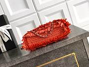 Chanel Raffia Fringe Nano Kelly Red Bag 13x19x7cm - 6