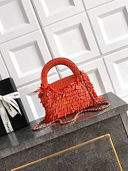 Chanel Raffia Fringe Nano Kelly Red Bag 13x19x7cm - 4