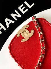 Chanel Raffia Fringe Nano Kelly Red Bag 13x19x7cm - 3