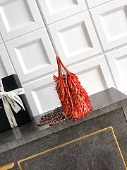 Chanel Raffia Fringe Nano Kelly Red Bag 13x19x7cm - 2