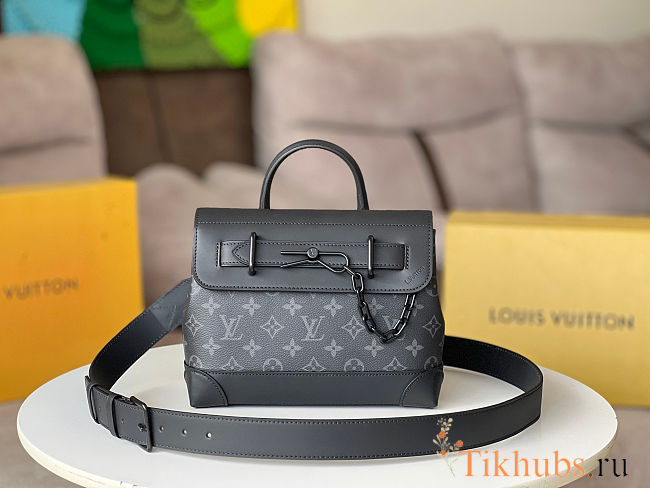 Louis Vuitton Steamer PM Monogram Eclipse Grey Bag 25x19x8cm - 1