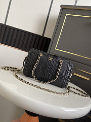 Chanel Clutch classic Raffia Woven Camera Black Bag 11.5x18.5x11cm - 1