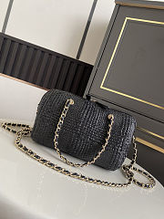 Chanel Clutch classic Raffia Woven Camera Black Bag 11.5x18.5x11cm - 6