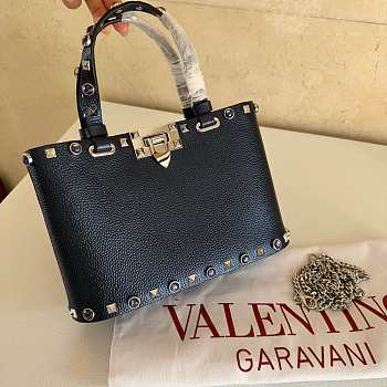 Valentino Garavani Black Rockstud Mini Shopping Bag 23x15.5x6cm