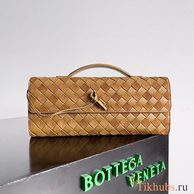 Bottega Veneta Andiamo Lambskin Brown GHW Clutch Bag 31x13x3cm - 1