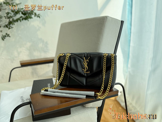 Saint Laurent Toy Puffer in lambskin in Black 25x15x10cm - 1