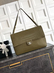 Chanel Maxi Flap Bag in Crocodile-Embossed Calfskin & Silver-Tone Metal Olive Green 39×28×11cm - 1