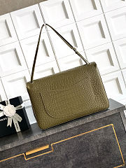 Chanel Maxi Flap Bag in Crocodile-Embossed Calfskin & Silver-Tone Metal Olive Green 39×28×11cm - 5