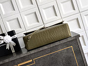 Chanel Maxi Flap Bag in Crocodile-Embossed Calfskin & Silver-Tone Metal Olive Green 39×28×11cm - 3