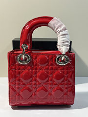 Lady Dior Red Patent Leather 17x15x8cm - 4